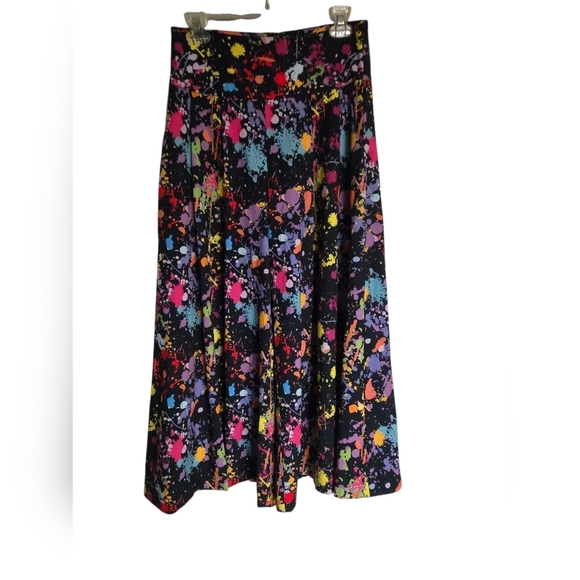 Diana Acosta Colorful Splatter Print Wide Leg Pants Small - Picture 2 of 4
